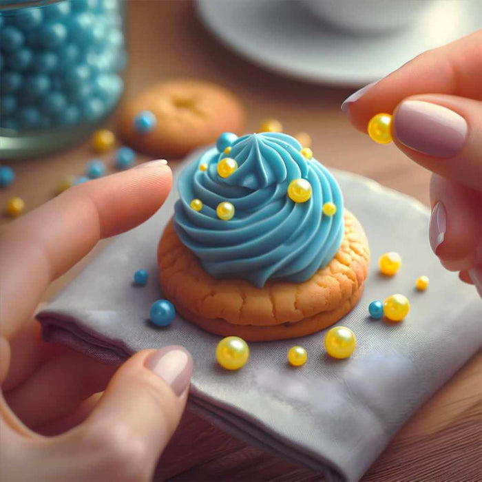 Cookie covered in Yellow Pearl Krazy Sprinkles