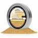 Yellow Pearl cocktail rimming sugar in a 4oz silver tin with a black label, featuring sparkling gold sugar crystals.