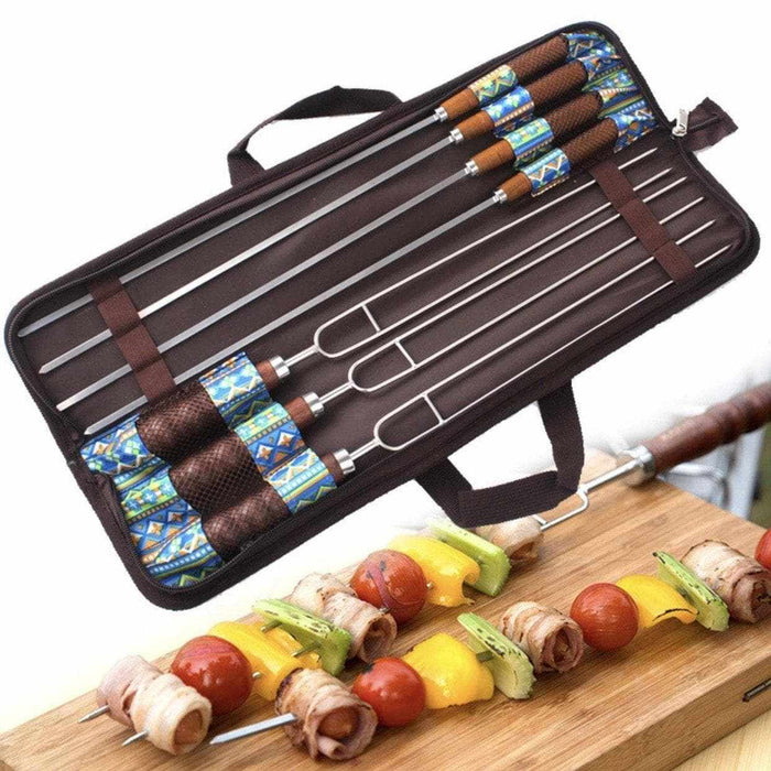 19" Skewer Gift Set With Case | 7 PC Set | BBQthingz-BBQ Tool Set, Gifts-bakell