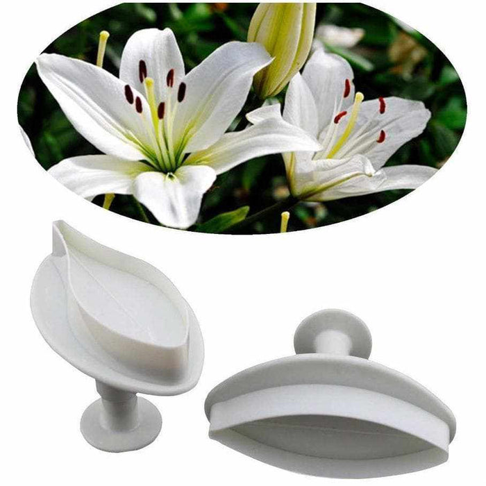 2 PC Set Lily Flower Sugarcraft Plunger Pop-out Cutters | Bakell