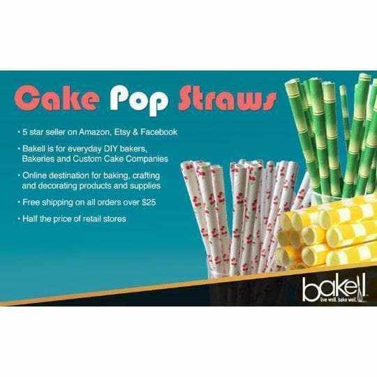 24 PC Cake Pop Party Straws - Black and White Stars-bakell