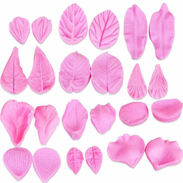 24 PC Set - Flower & Leaf Decorating Silicone Mold Set | Bakell.com