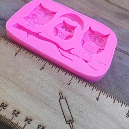 3 Owls "Sitting on Branch" Silicone Mold | Bakell.com