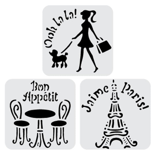 3 PC I Love Paris France Stencil Set | Bakell.com