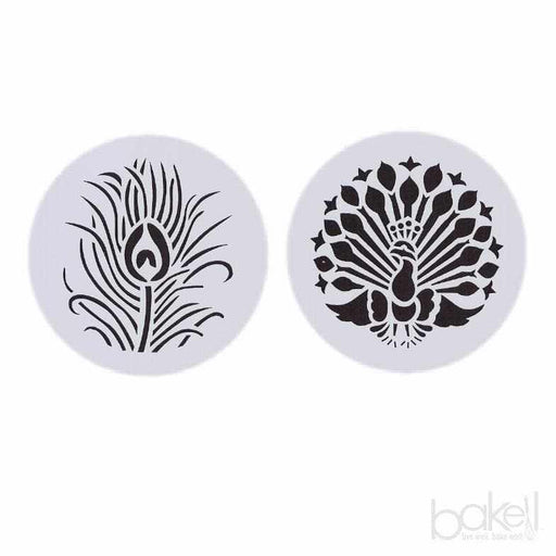 3 PC Set 4x4 Peacock Round Cookie Stencils | Bakell