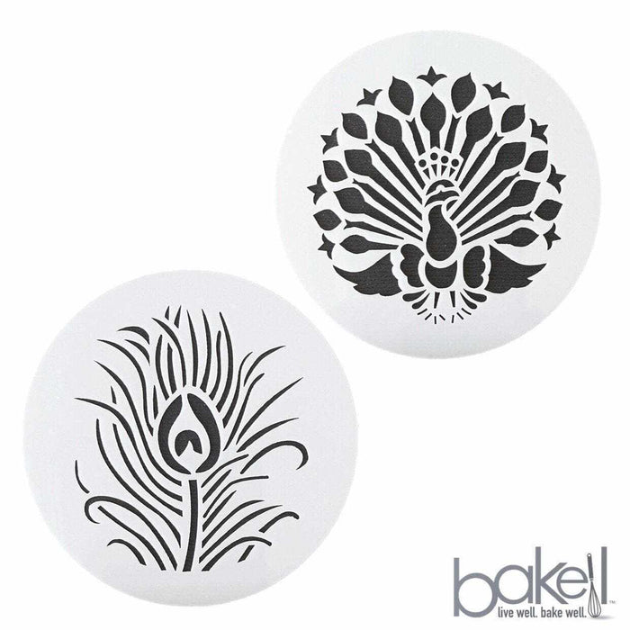 3 PC Set 4x4 Peacock Round Cookie Stencils | Bakell