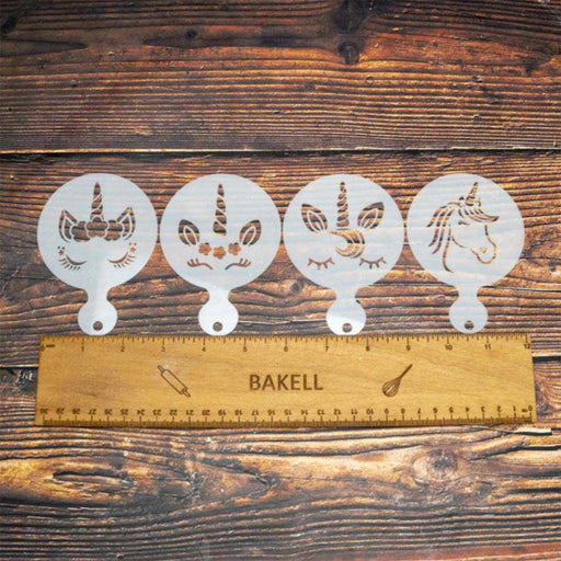 4 PC 3x3 Unicorn Variety Stencil Pack - Stencils For Cake | Bakell.com