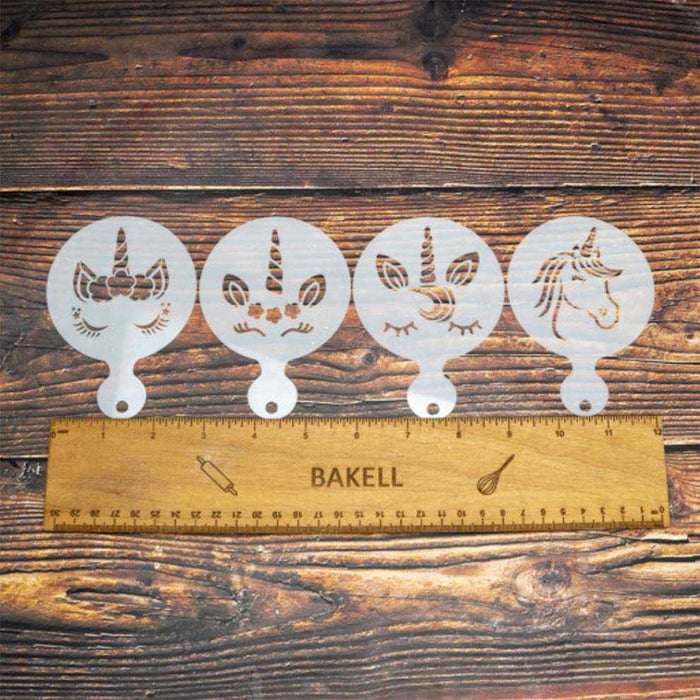 4 PC 3x3 Unicorn Variety Stencil Pack - Stencils For Cake | Bakell.com