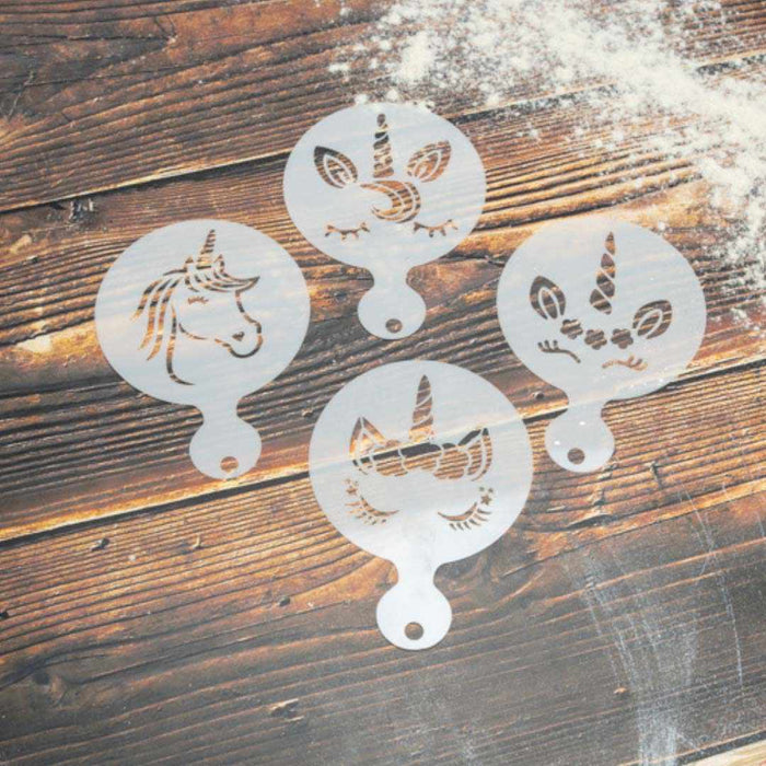 4 PC 3x3 Unicorn Variety Stencil Pack - Stencils For Cake | Bakell.com