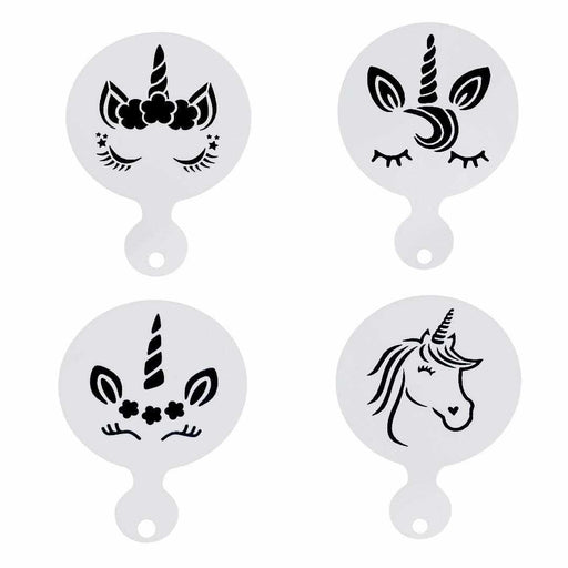 4 PC 3x3 Unicorn Variety Stencil Pack - Stencils For Cake | Bakell.com