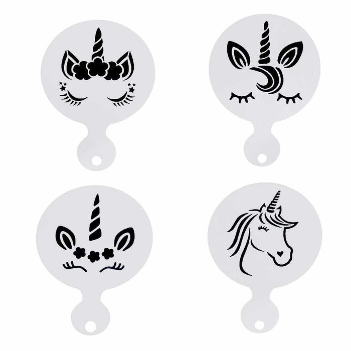 4 PC 3x3 Unicorn Variety Stencil Pack - Stencils For Cake | Bakell.com