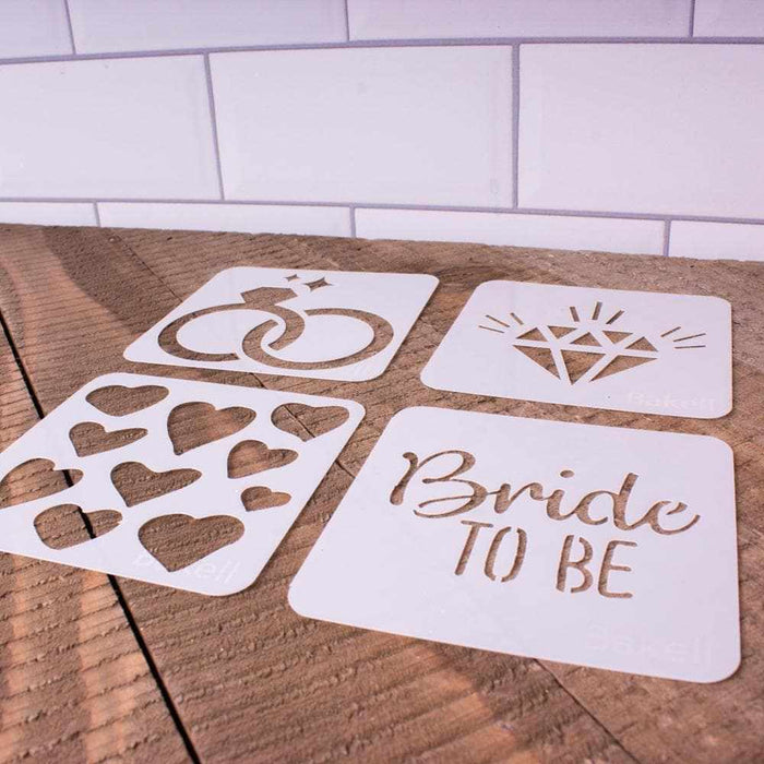 4 PC Bride To Be Variety Stencil Pack | Bakell.com