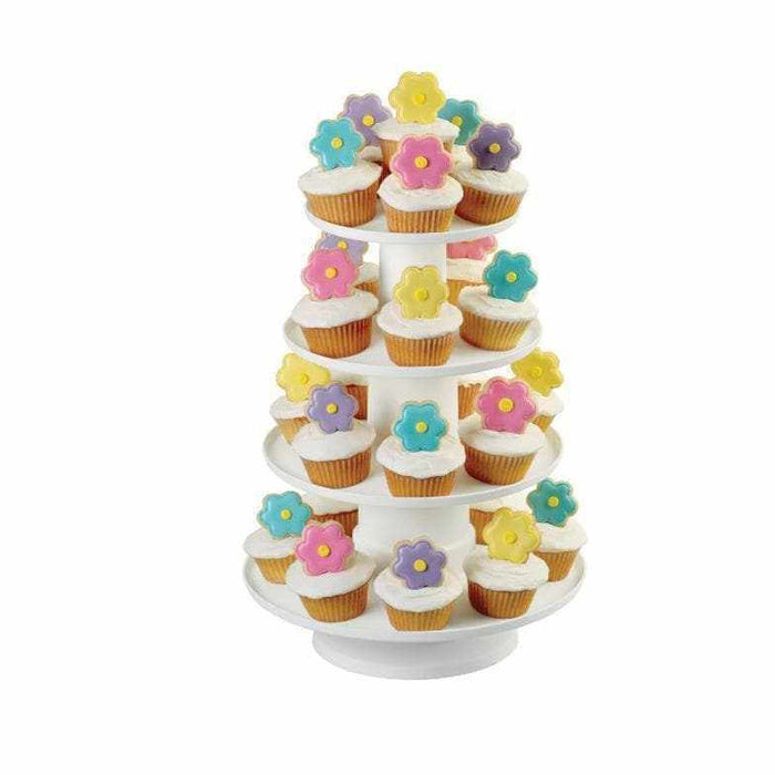 4 Tier White Stacked Cupcake and Dessert Display Tower Stand | Bakell