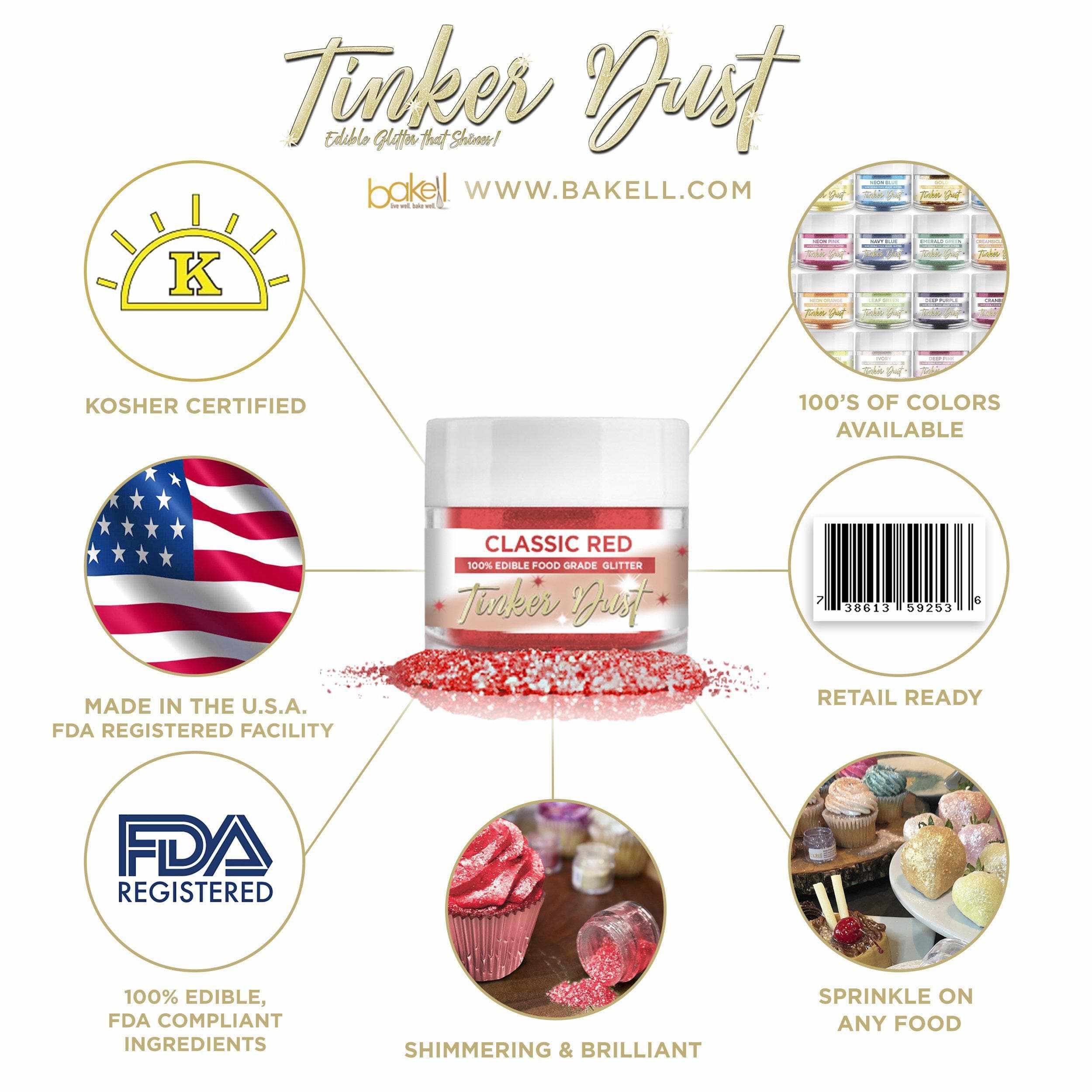 4th of July 4-Piece Tinker Dust Edible Glitter 5 Gram Jar Set (4 PC) | Bakell