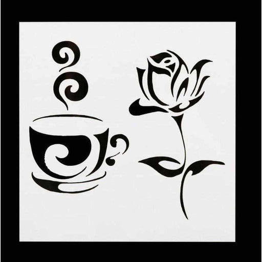 Buy Cup of Rose Tea Stencils From $3.49 - Rose Stencils - Bakell