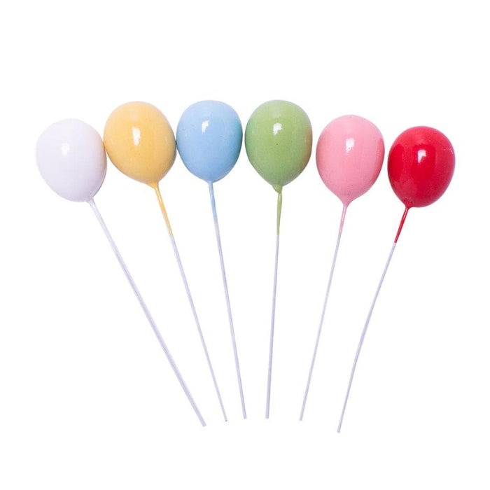 6 PC Multi Color Balloons - Birthday Cake Topper-Cake Toppers-bakell