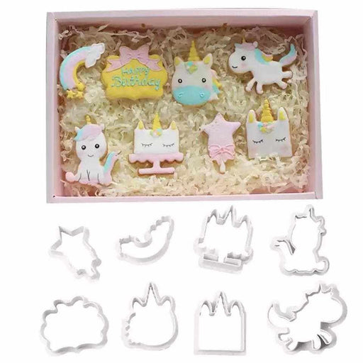 8 PC Unicorn Rainbow Mini Cookie Cutter Set-Cookie Cutters-bakell