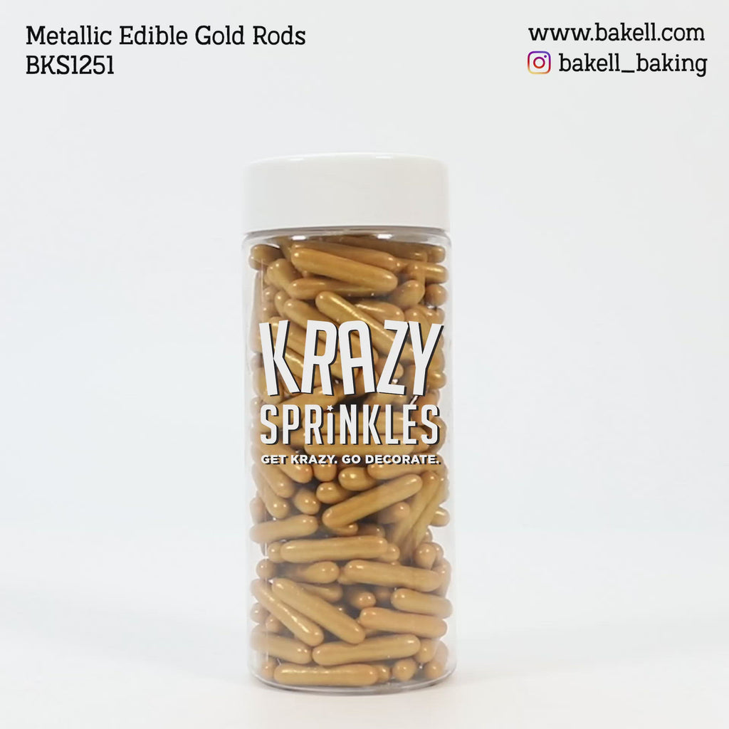 Metallic Gold Rods Edible Sprinkles | Krazy Sprinkles | Bakell 10 lb