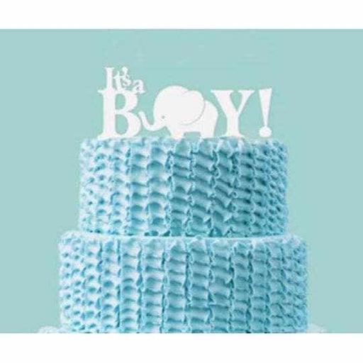 All White "It's a Boy" Baby Shower Acrylic Cake Topper | Bakell