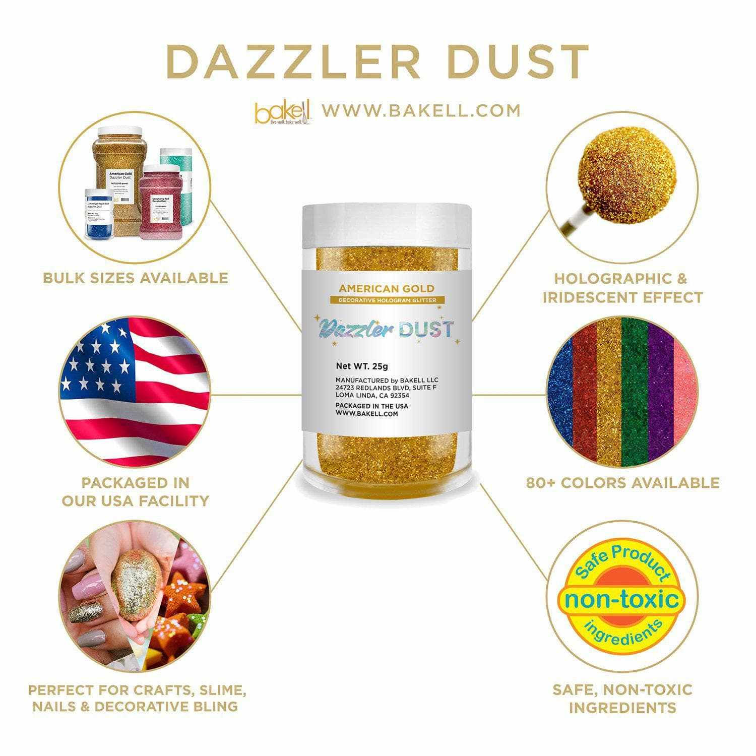 Buy American Gold Dazzler Dust in Bulk Sizes | Bakell
