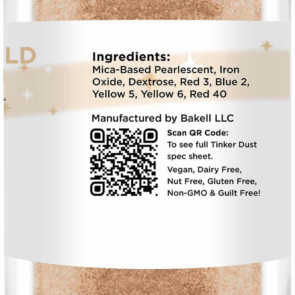 Close Up of Rose Gold Edible Glitter 25 gram Jar | bakell.com