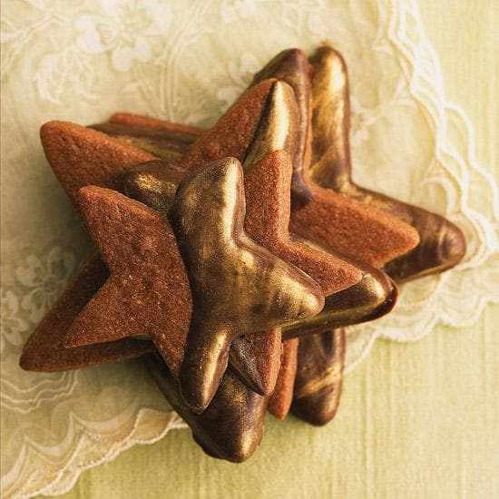 Three star cookies covered in bronze Luster Dust. | bakell.com