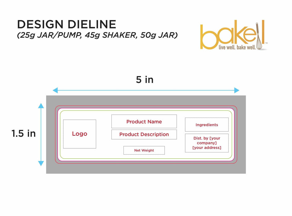 An Infographic showing the design dimensions of product labels. | bakell.com