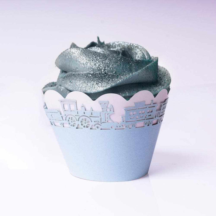 Baby Blue Train Cupcake Wrappers & Liners | Bakell® Baking Products