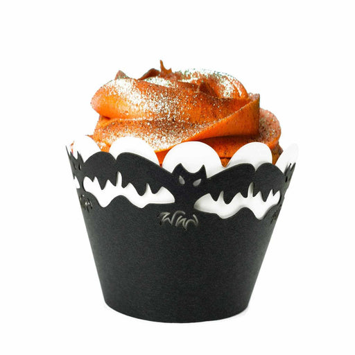 Black Bat Print Cupcake Wrappers & Liners  | Bakell® Baking Products