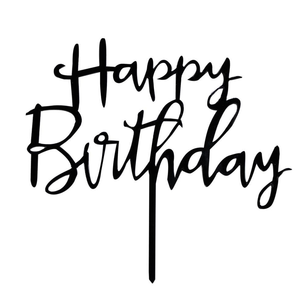 Black Cursive Happy Birthday | Birthday Cake Topper | Bakell — Bakell®