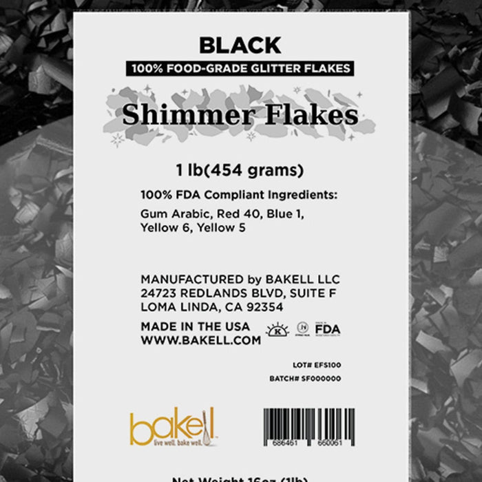 Black Edible Shimmer Flakes, Bulk | #1 Site for 100% Edible Glitter 