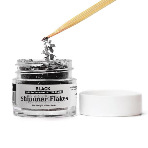 Black Edible Shimmer Flakes | #1 Site for 100% Glitter | Bakell