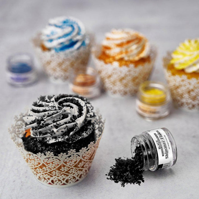 Black Friday Edible Flakes Set A | 6 PC Shimmer Toppers | Bakell