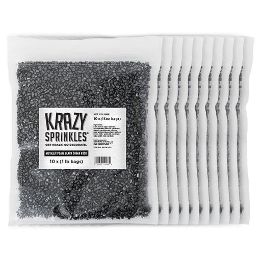 Bulk Size Black Metallic Pearl Rock |Krazy Sprinkles | Bakell