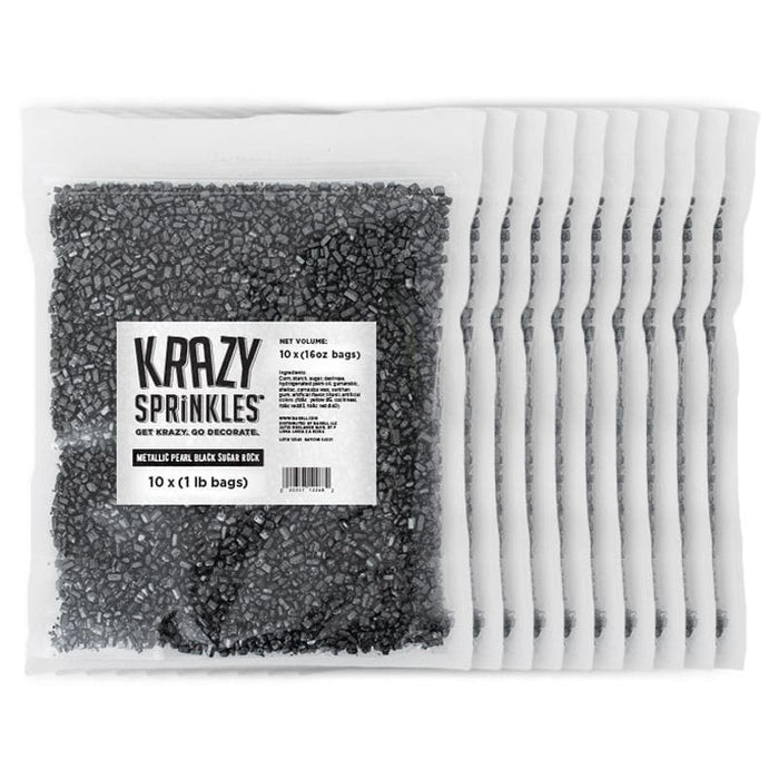 Bulk Size Black Metallic Pearl Rock |Krazy Sprinkles | Bakell