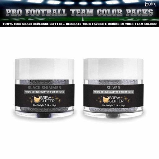 Raiders Football Inspired Black and Silver Edible Glitter Team Colors
