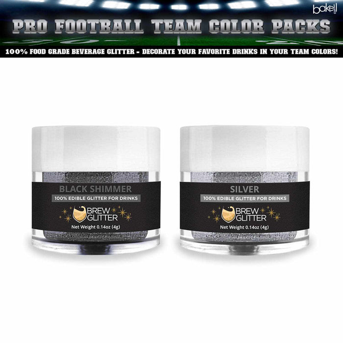 Raiders Football Inspired Black and Silver Edible Glitter Team Colors