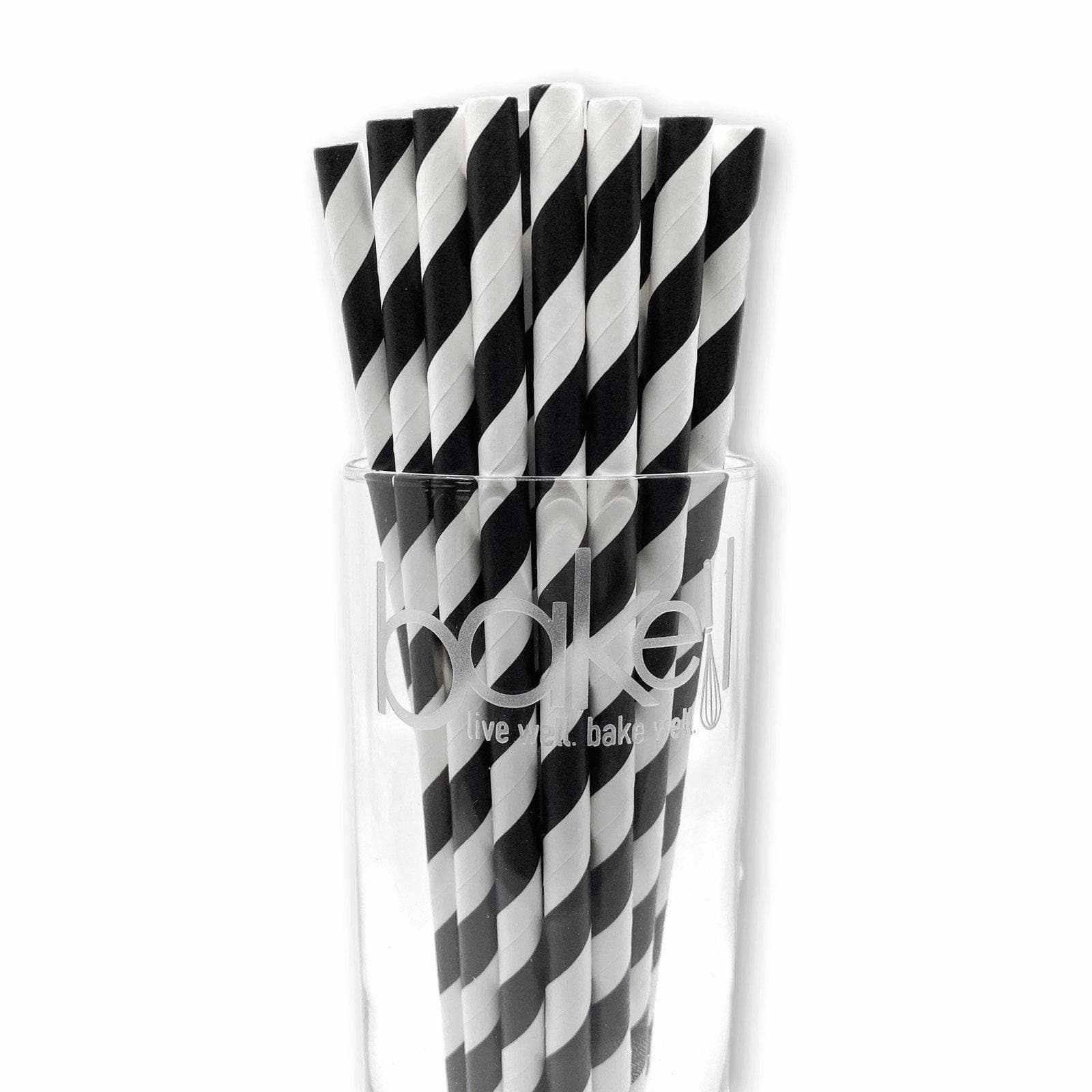 Black & White Candy Cane Striped Cake Pop Party Straws-Cake Pop Straws-bakell