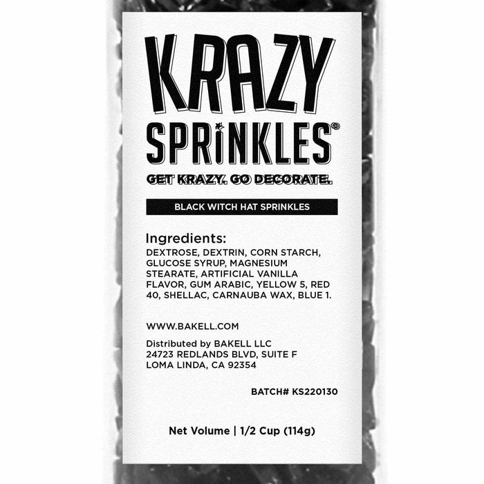 Black Witch Hat Shaped Sprinkles-Krazy Sprinkles_HalfCup_Google Feed-bakell