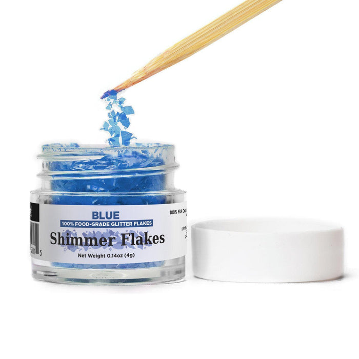 Blue Edible Shimmer Flakes 4 Gram Jar-Edible Flakes_Google Feed-bakell