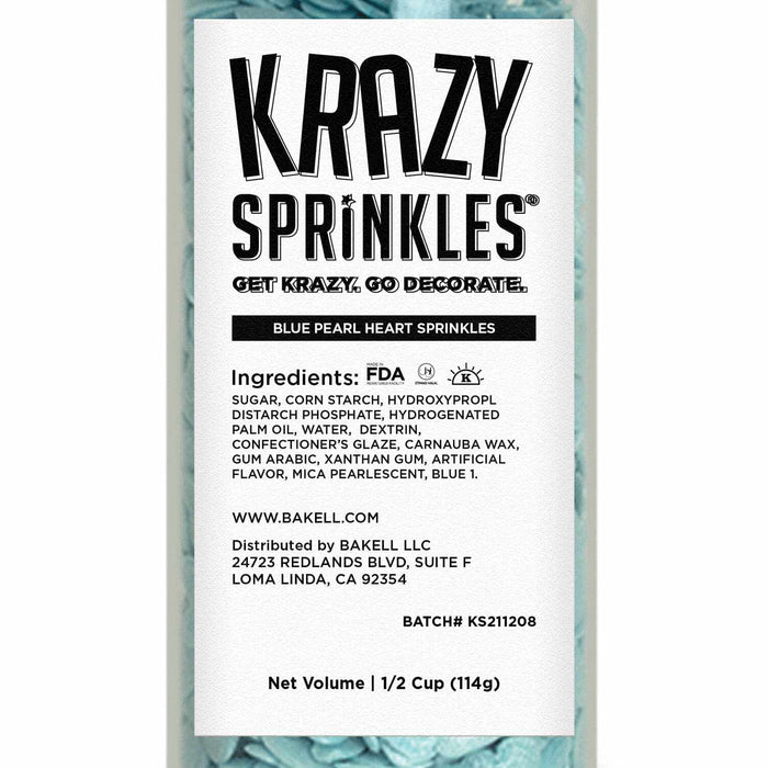 Blue Pearl Hearts Shapes by Krazy Sprinkles®|Wholesale Sprinkles