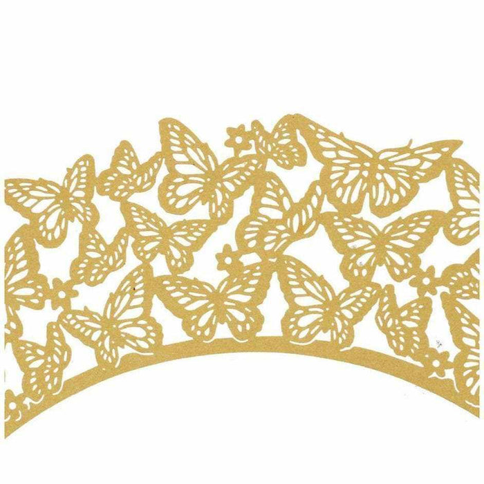 Bright Gold Butterfly Lace Cupcake Wrappers & Liners | Bakell.com