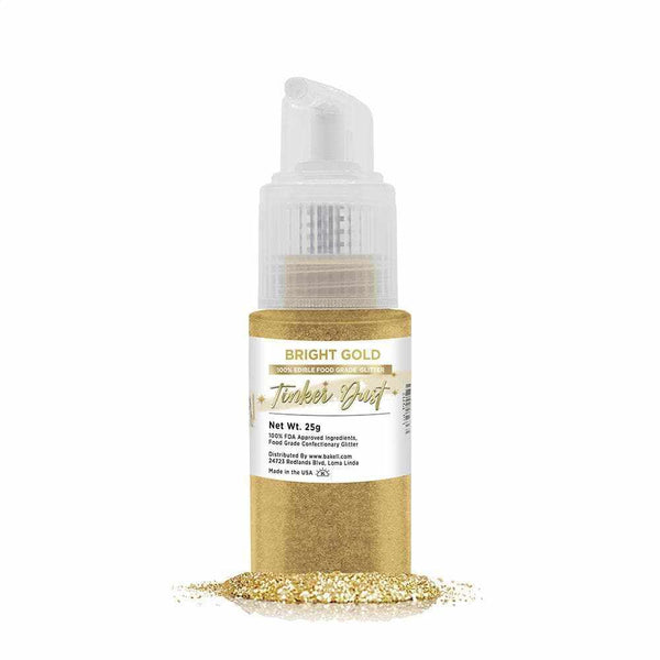 BAKELL® Gold Edible Glitter Spray Pump, (25g), TINKER DUST Edible Glitter, KOSHER Certified, 100% Edible Glitter
