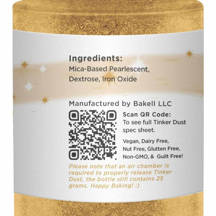 Bakell Bright Gold Tinker Dust Edible Glitter, 5 Gram Jar