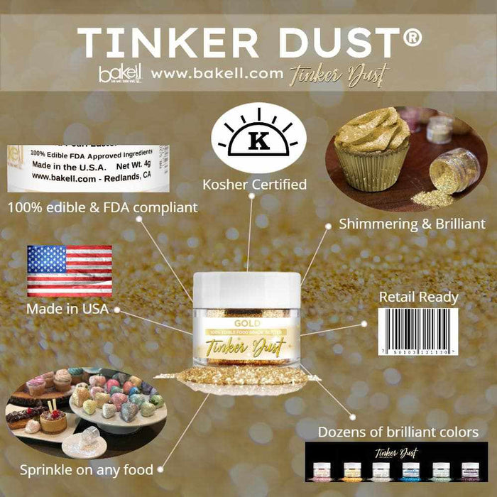 Bright Gold Tinker Dust glitter 45g Shaker  | Bakell