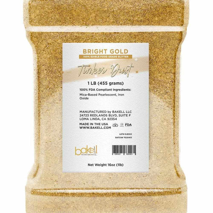 BAKELL Bright Gold Edible Glitter, 25 Grams