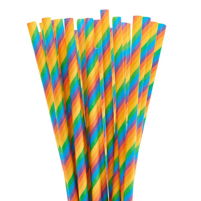 Bright Rainbow Candy Cane Striped Cake Pop Party Straws-Cake Pop Straws-bakell