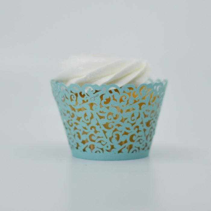 Bright Teal Lace Cupcake Wrappers & Liners  | Bakell® Baking Products