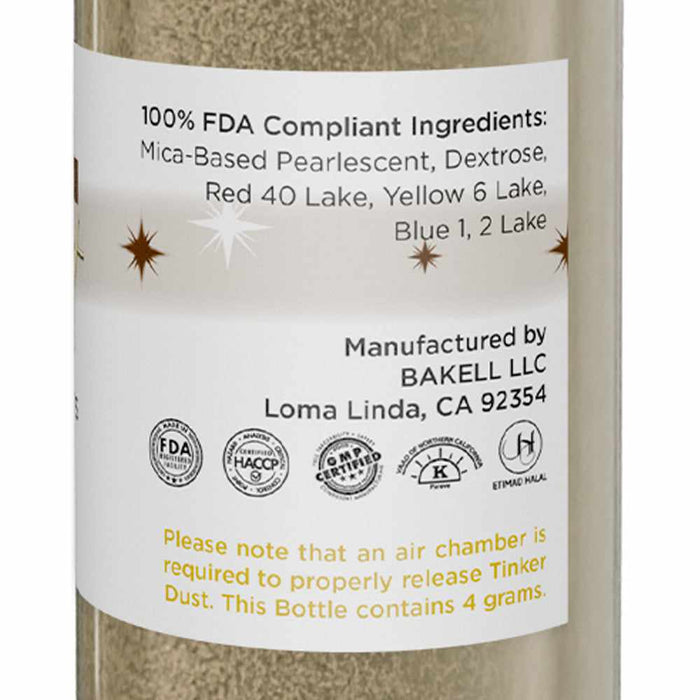 brown glitter dust edible kosher fda compliant ingredients label. | bakell.com
