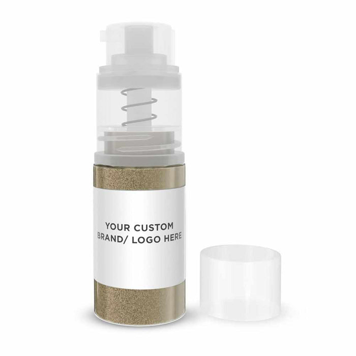Front view of a 4 gram pump of Brown Edible Glitter. | bakell.com